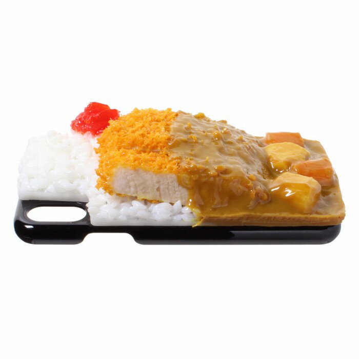 【メール便不可】食品サンプル屋さんのスマホケース（iPhone X：カツカレー[ブラック]）食品サンプル iPhone ケース カバー 雑貨 食べ物 スマートフォン