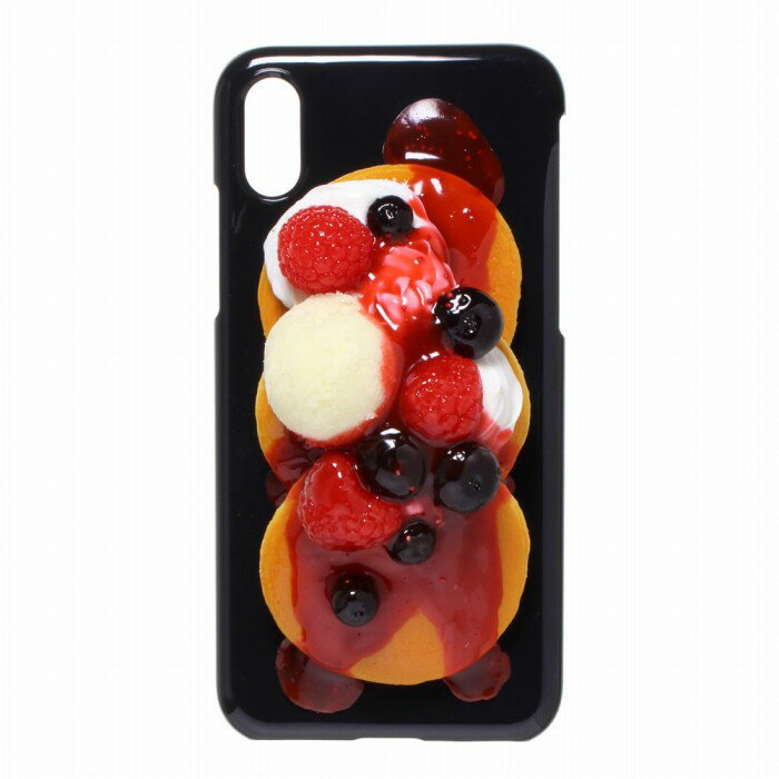 【メール便不可】食品サンプル屋さんのスマホケース（iPhone X：ベリーパンケーキ[ブラック]）食品サンプル iPhone ケース カバー 雑貨 食べ物 スマートフォン