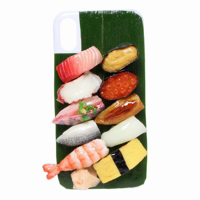 【メール便不可】食品サンプル屋さんのスマホケース（iPhone X：特上寿司[ホワイト]）食品サンプル iPhone ケース カバー 雑貨 食べ物 スマートフォン