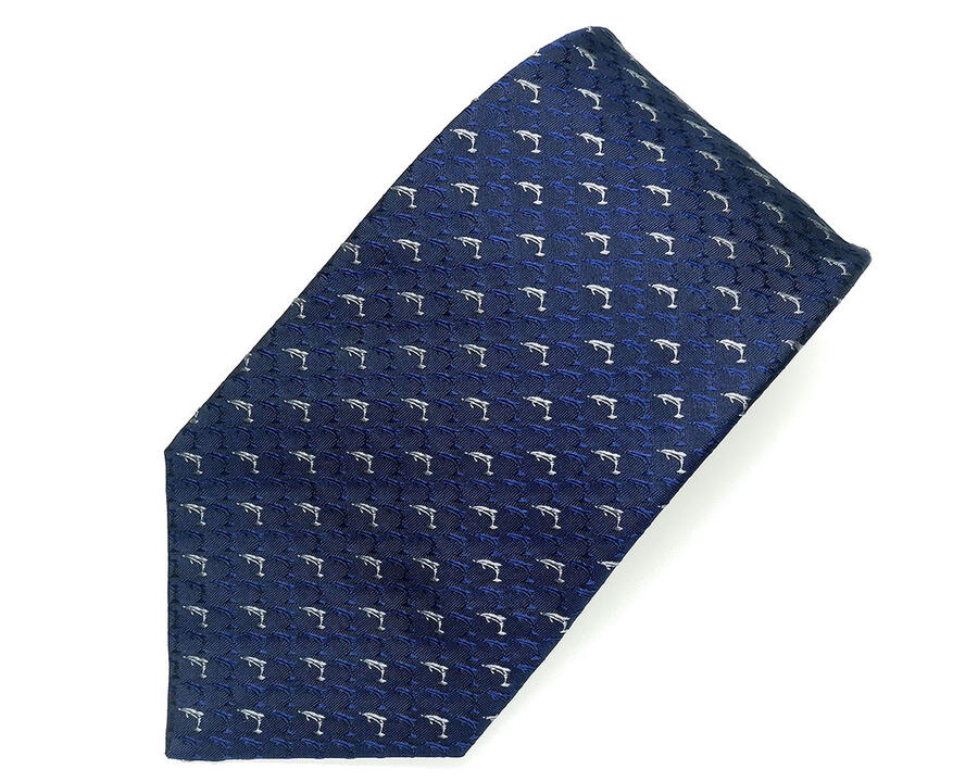 ネクタイ　ジャンピングイルカ　ダークネイビー　富士桜工房
