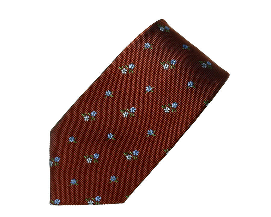 ネクタイ　花小紋　柿渋色　富士桜工房