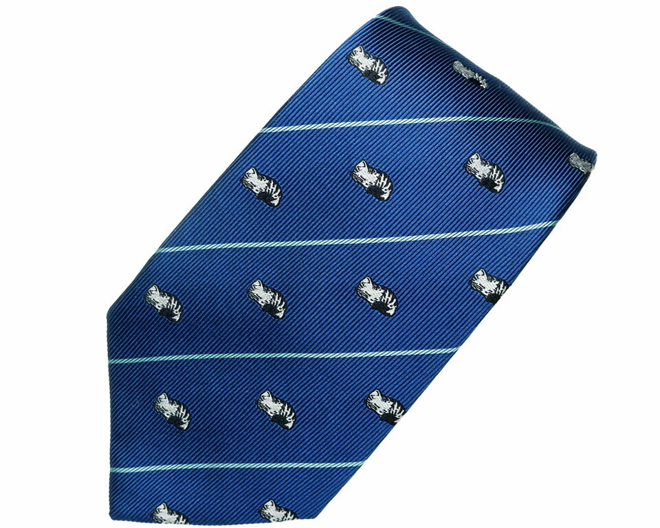 ネクタイ 寝子コタツ アメリカンショートヘアー 緑紺 富士桜工房