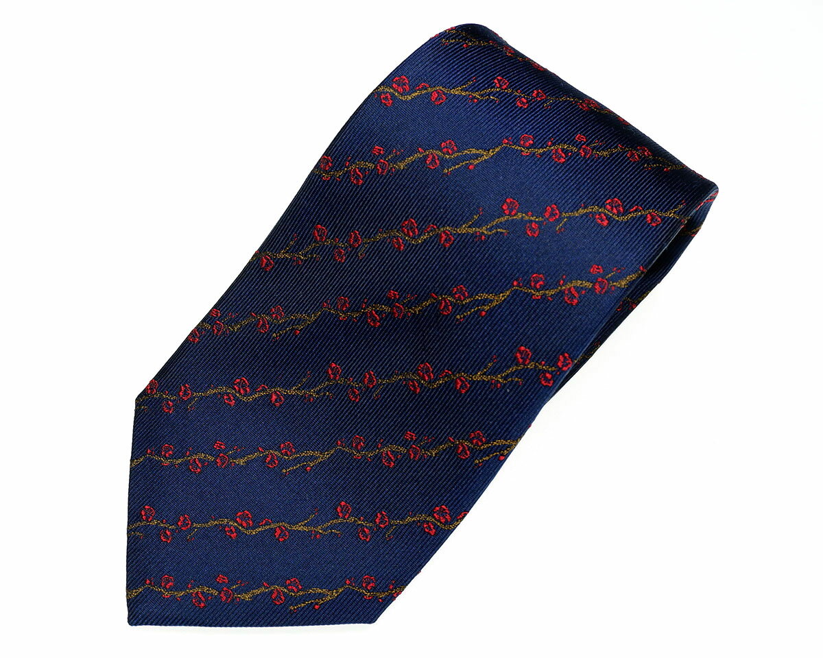 ネクタイ　梅花　紺　富士桜工房