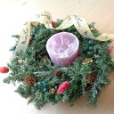 プリザーブドフラワー森のリース キャンドルセットプリザーブドフラワー クリスマスリース ヒムロスギ ジュニパー カラマツ実 ベリー 星 ベル 自然な 森の香り ...