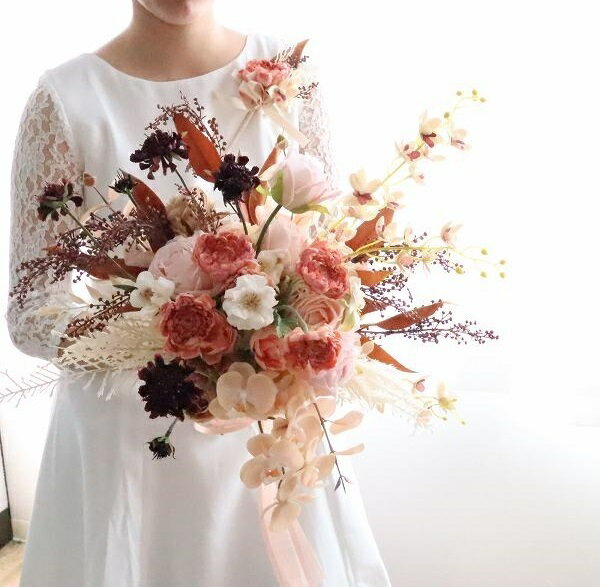 秋婚　ニュアンスカラーブーケ　フォトウェディング　ガーデンウェディング　インテリア　361