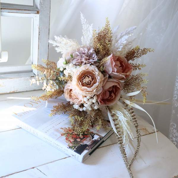 ドライ風　スモーキー　クラッチブーケ　前撮り　フォト婚　378