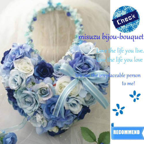 *misuzu*　ブルーグラデ　前撮り・海外挙式・リゾ婚　ブライダル　ハートバックブーケ　造花ブーケ