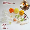 成人式 髪飾り 胡蝶蘭 マム ちりめん タッセル 卒業式 七五三 発表会 振袖 タッセル 和風 柚子~橙色