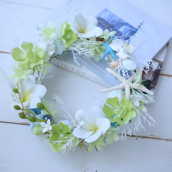 リース　マリン風　南国系　ヒトデ　沖縄　常夏　プルメリア　玄関　ウェルカムスペース　インテリア　448