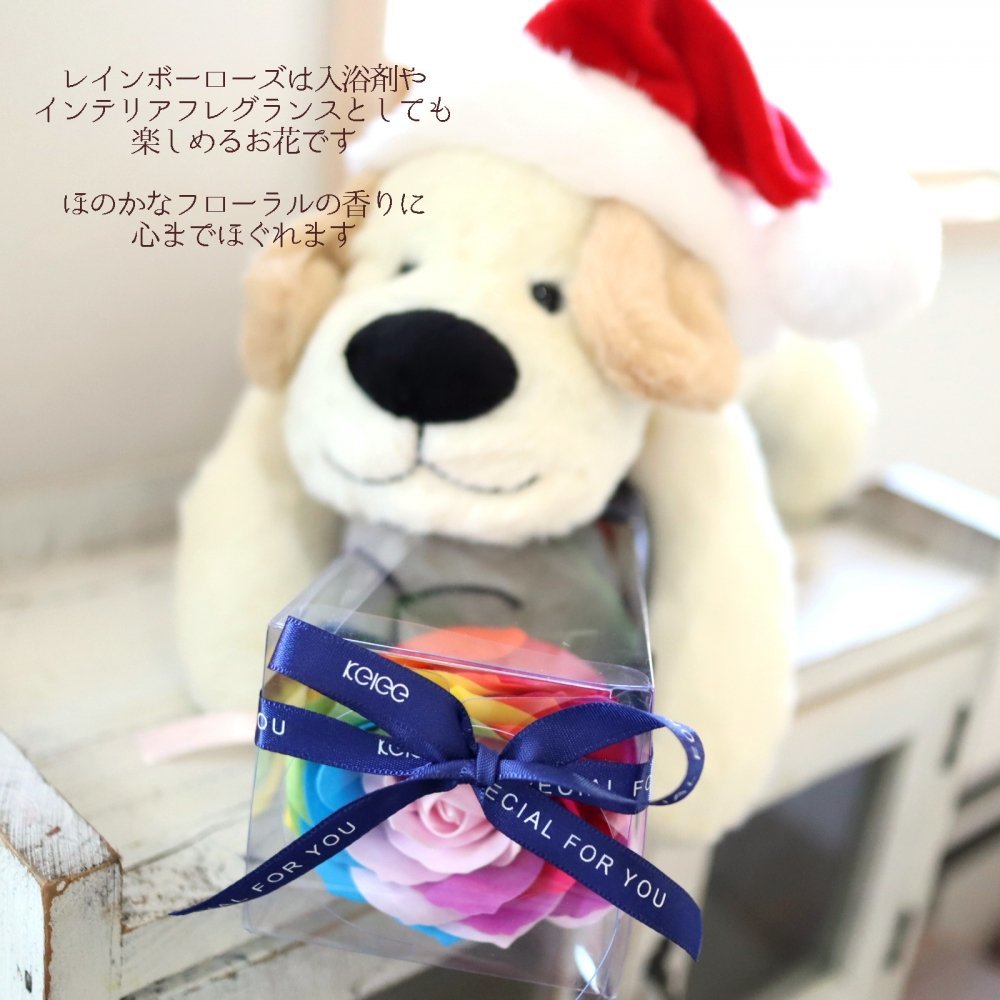 わんこサンタのXmas　フラワー パートナー お子さま 友人 自分へのご褒美　クリスマスプレゼント　サプライズ　もふもふ手触り　041