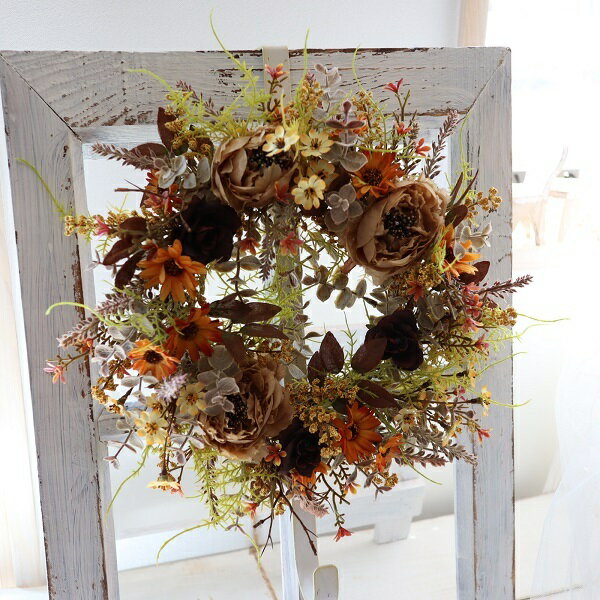 アンティークドライフラワー風玄関リ...