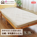 羊毛 敷布団 上部 羊毛100% 日本製 三層 敷布団 シングル 100×210cm ロングサイズ 腰部分 シート入 マチ付き バランス固わた オーガニックウー...