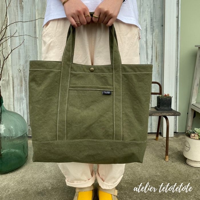 帆布トート 特大　帆布トート バッグ ハンドメイド handmade 布小物　bag tote totebag original ママバッグ　originaldesign ヴィンテージ メンズライク かっこかわいい 綿100％ ナチュラル オシャレ お洒落