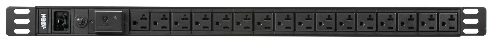 螢光燈, 電燈泡 - 【3年保証】ラック用電源タップ / コンセントバー（0U/100V/20A/NEMAタイプ 16ポート/サージ保護回路付き）【PE0216SA】