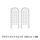 クラシックハイフェンス ロータイプ 2枚セット ブラック トレリス 杭 補強 オベリスク 薔薇 フェンス 目隠し 屋外 仕切り 囲い 花壇 犬 脱走防止 ペット 屋外 庭 ガーデンフェンス トレリスフェンス 誘引フェンス 高さ150cm ybif-120-2p