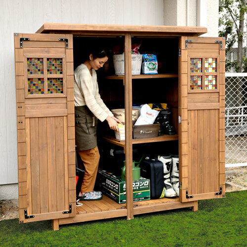 ポタジェモザイク 木製物置小屋 大