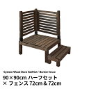 システムサンデッキ 90×90cm+フェンス 72cm×2・ステップセット 縁台 縁側 ウッドデッキ ステップ 踏み台 ステップ台 フェンス 木製 目隠し おし...