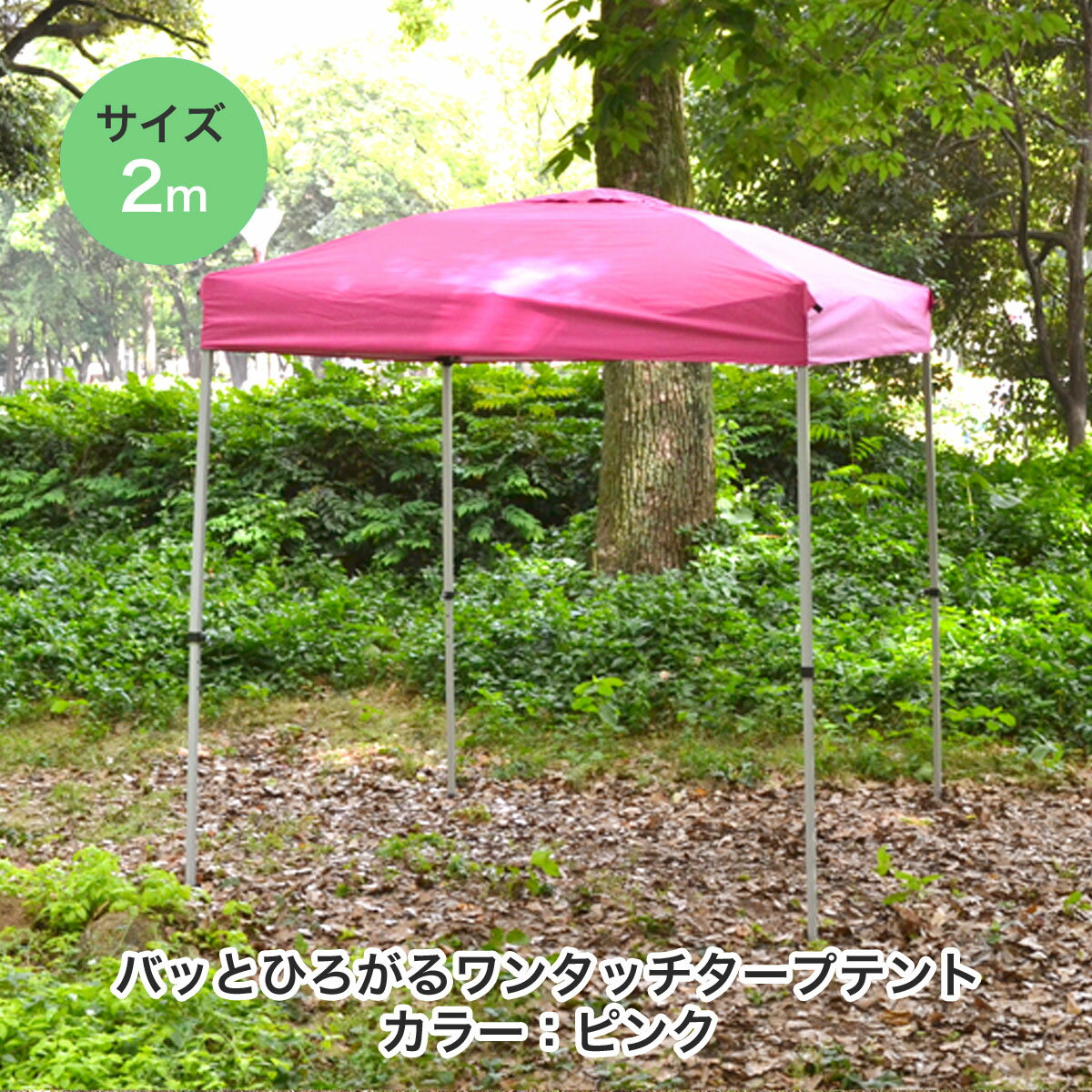 39対応 バッとひろがるワンタッチ テントS(2×2m) 【ピンク】 商品型番:nnwtp-200-pk