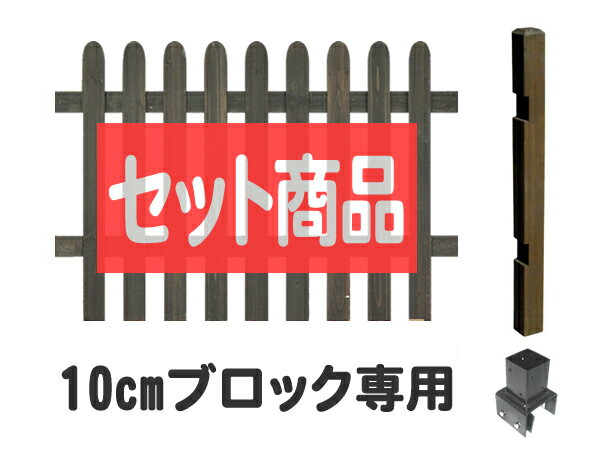 フェンス 目隠し ピケット ロータイプ 10cmブロック金具設置 延長1面セット 木製フェンス 木製 目隠し おしゃれ 庭 屋外 ボーダーフェンス 外溝 DIY 幅120cm bfsteps-lobb10