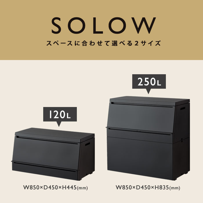 ＼ページ限定・ティースプーン付／　大型ストッカー【送料無料】【SOLOW出し入れがスムーズストッカー 250L】ベランダにも置ける薄型タイプの屋外ストッカー 軽量フタ付き 紫外線対策 大容量の簡易物置 ごみの分別もらくらくワイドサイズ シンプル ごみ置き場 日本製