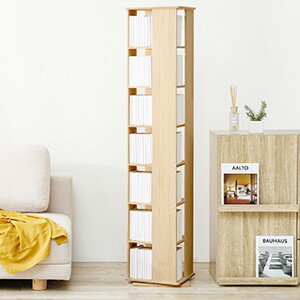 天然木 角型 回転ラック 7段 MUD-6426 天然木パイン 回転ブックラック 7段タイプ 360度回転するので本が探しやすく、省スペースながらも大容量な回転式の本棚です。天然木パイン材を使用で、無塗装なので、経年変化を楽しんだり、ペンキ...