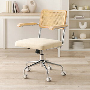 ラタン調 キャスター付チェア 肘掛け付き LHC-4475