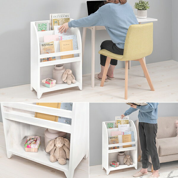 ＼ページ限定・ティースプーン付/ マガジンラック アンティークホワイト MCC-6189AW 【送料無料】 [おしゃれな絵本ラック 白 絵本スタンド キッズ 本棚 子供部屋 収納家具] [3]