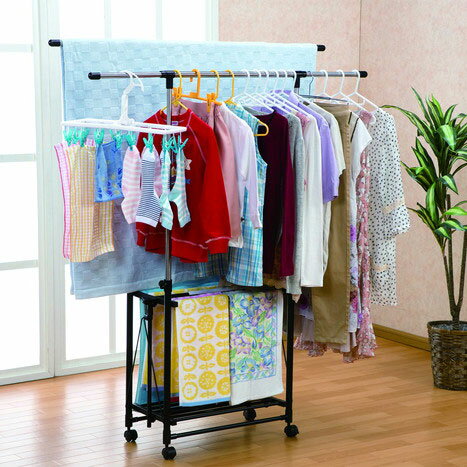 【送料無料】【ワンタッチハンガーラック2 158t01980】コンパクト室内物干し 折りたたみ洋服掛け 物干しラック 布団干し タオル掛けハンガー 伸縮式