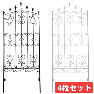 [アイアンローズフェンス] &nbsp; 高さ150cm 高さ220cm 2枚組 4枚組 アイアンローズフェンス 4枚組 IFROSE-150-4P ご家庭の庭をイングリッシュガーデン風に！ アイアンローズフェンス150　4枚組 アンティークな曲線が美しいラティスフェンスです。 硬質な印象のアイアンにはめずらしく、やわらかなブラウンカラーの塗装がおしゃれにお庭を飾ります。 壁に立てかけるだけでも存在感があり、つたを絡ませればまるでロマンチックな古城の庭！オフシーズンでもお庭を華やかにしてくれます。 美しい空間を演出するハンギング手法の中でも薔薇とは相性抜群で、薔薇の美しさをより一層引き立てます。 朝顔やゴーヤ、キュウリ等のつたを絡ませてグリーンカーテンにしてもおしゃれ。 グリーンカーテンはパーテーションとして仕切りや目隠し等にも使え、高さ150cmはお隣との境界線に使えば視線を遮り過ぎる事なく朝のご挨拶もできます。 やんわりと目隠しをしながらも、風通がよく、軽やかでおしゃれ。自宅で簡単に設置できるアイアンフェンス。 エクステリアデザインにこだわる方へおすすめの一品です。 蔦が絡みやすいデザイン デザイン性の高いアイアンフェンス。蔦が絡みやすく、外側のワイヤーは13mmパイプでたわむことなくしっかりとしたつくり。 地面に差し込むだけで簡単に設置 お庭のレイアウトに合わせて動かせるので、常に美しい外観を保つことが出来ます。お隣さんとの境界線や間仕切りとしても役立ちそう。複数並べて立てると圧巻の美しさ！ 開放感のある軽やかなデザイン ダークブラウンの色でもあくまで軽やか。主役である花をしっかりと引き立てて、ドラマティックな彩を添えてくれます。花壇や白い壁が少しさびしい…という時、これひとつで本格的なクラシック・スタイルに。 アンティーク感のあるホワイトが、アイアンのシャープさをやわらげて、清らかな印象に。ショップなどの装飾にもお勧めです。 クラシックテイストのフェンスなら、壁に立てかけたり置くだけで華やかに。クリスマスイルミネーションをからませたり、ハロウィンデコレーションなどにも活躍します！ おしゃれなアイアンフェンス ブラウンカラーとホワイトカラー詳細 【商品名】 アイアンローズフェンス 4枚組 IFROSE-150-4P 【仕様】 本体：幅 約620×奥行 約15×高さ 約1510mm（1枚） ※地中埋め込み部分：約250mm 重量：約3.4kg（1枚） 材質：スチール（粉体塗装） 【カラー】 ダークブラウン、ホワイト 【付属品】 結束バンド　6本 埋め込み金具　8本 【組立区分】 簡易組立（2人で約20分） 【生産】 中国 【備考】 結束バンドで左右を繋げることができます。 基本的に埋め込み部分をしっかり埋め込んで頂ければ自立しますが、柔らかすぎる地面などでは倒れる恐れがありますので、お客様自身で固定いただくか、ご使用をお避けください。 広告文責　(有)アテーネシステム　076-254-0238