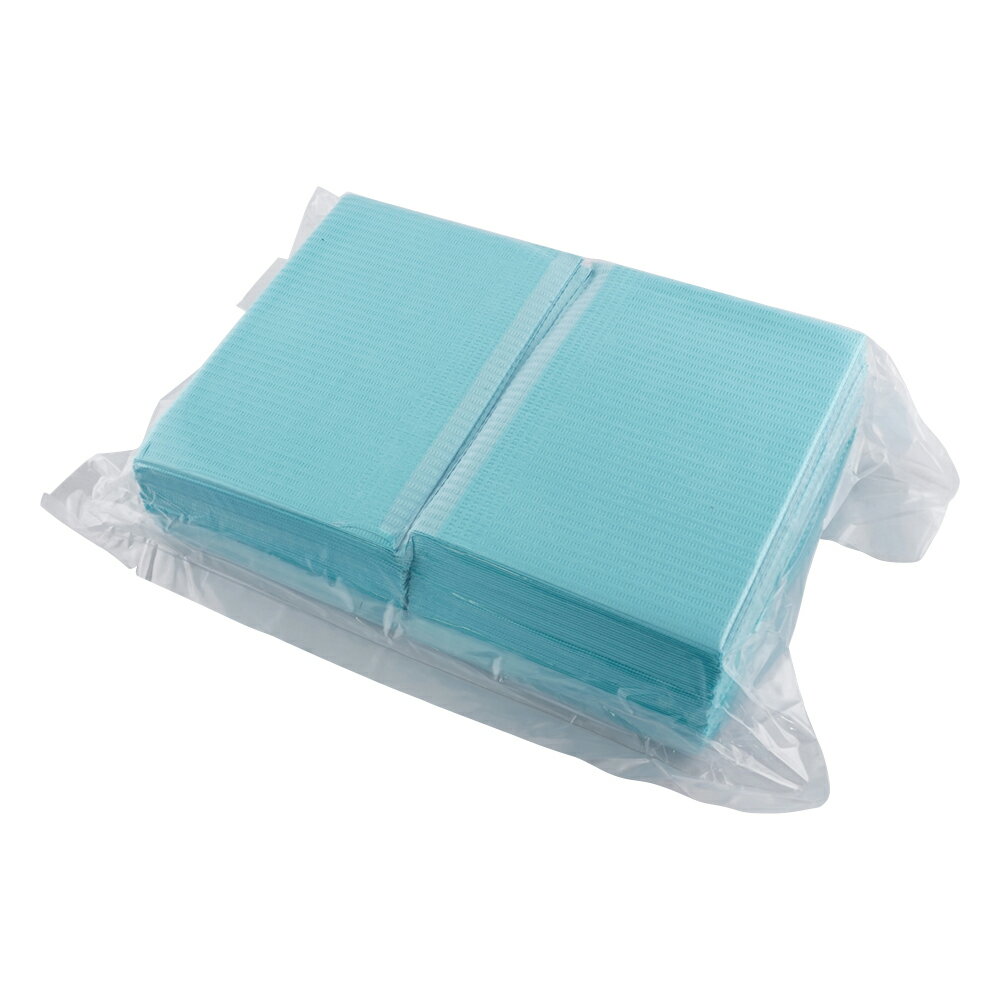 紙エプロン（3層片面防水・エンボス加工タイプ）　500枚入　ブルー　66261