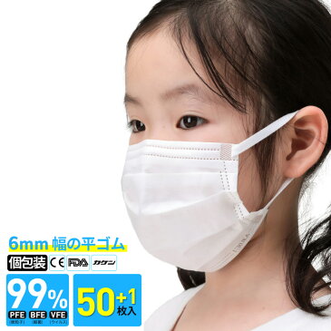 マスク 使い捨てタイプ 1箱 51枚入り 箱入り 個包装 三層抗菌防護 不織布 通気性がいい 小さめサイズ