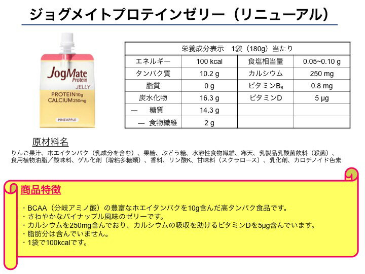 ジョグメイト プロテインゼリー 180g (1袋)