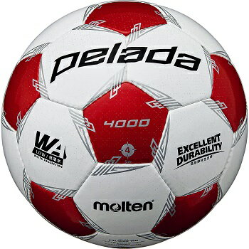 【ネーム加工可】モルテン molten サッカーボール ペレーダ4000 土用 4号球 ホワイト×メタリックレッド 検定球 F4L4000-WR