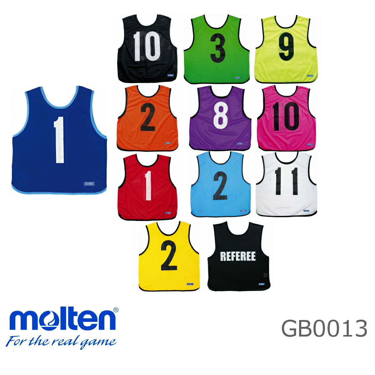 モルテン molten ゲームベスト 単品 カラー11色 番号1〜199番まで+レフェリー用 中学校・高校・一般向けゲームベスト GB0013