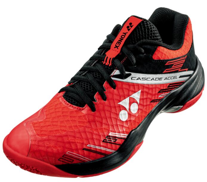 ヨネックス YONEX バドミントンシューズ 男女兼用 POWER CUSHION CASCADE ACCEL パワークッションカスケードアクセル レッドブラック ローカットモデル 3E設計 SHBCA1 053