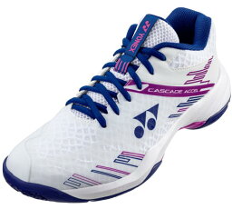 ヨネックス YONEX バドミントンシューズ 男女兼用 POWER CUSHION CASCADE ACCEL MID パワークッションカスケードアクセルミッド ホワイトパープル ミッドカットモデル 3E設計 SHBCA1MD 115