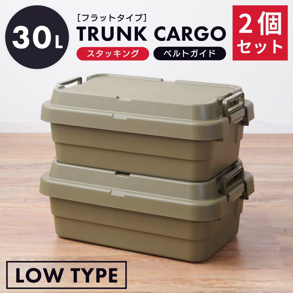 【お得な2個セット】 トランクカーゴ 30L 収納ボックス コンテナボックス 蓋付き 座れる トランク 屋外 キャンプ アウトドア 収納ケース トレー ベルトガイド レジャー 座れる テーブル ロータイプ おしゃれ 父の日