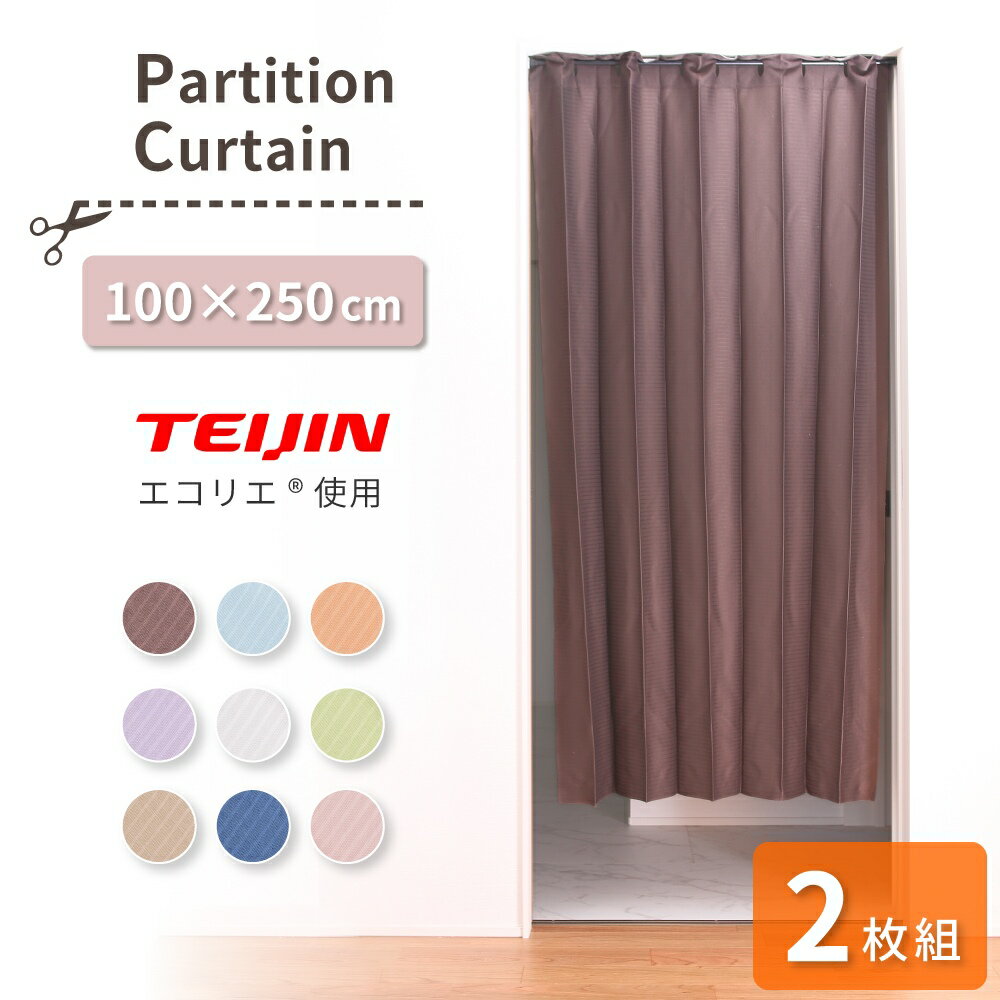 【同色2枚セット】間仕切り カーテン 100×250cm テイジン エコリエ使用 レースカーテン 北欧 のれん フリーカット つっぱり UVカット パタパタ パーテーション アコーディオン エアコン対策 ウィルス対策 省エネ 節電 洗濯OK 遮熱 遮光 保温 遮像 目隠し 新生活のサムネイル