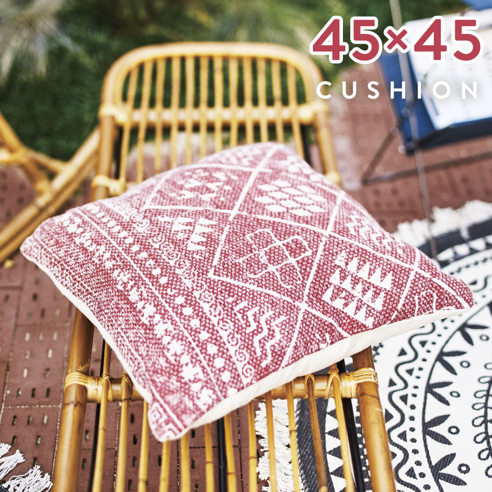 Rakuten - クッション 45×45cm ノルディック 椅子 イス 北欧 正方形 レッド 赤 厚い 厚み16 16cm チェック リビング 寝室 ベッドルーム ソファ ソファー おしゃれ オシャレ ギフト プレゼント 東谷 父の日