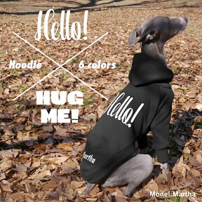 名入れ Hello!&HUG ME! プルオーバー フーディー 【 犬 服 イタグレ服 イタリアングレーハウンド イタリアングレイハウンド パーカー 服 ハウンディーズ HOUNDY'S 】【メール便 送料無料 】