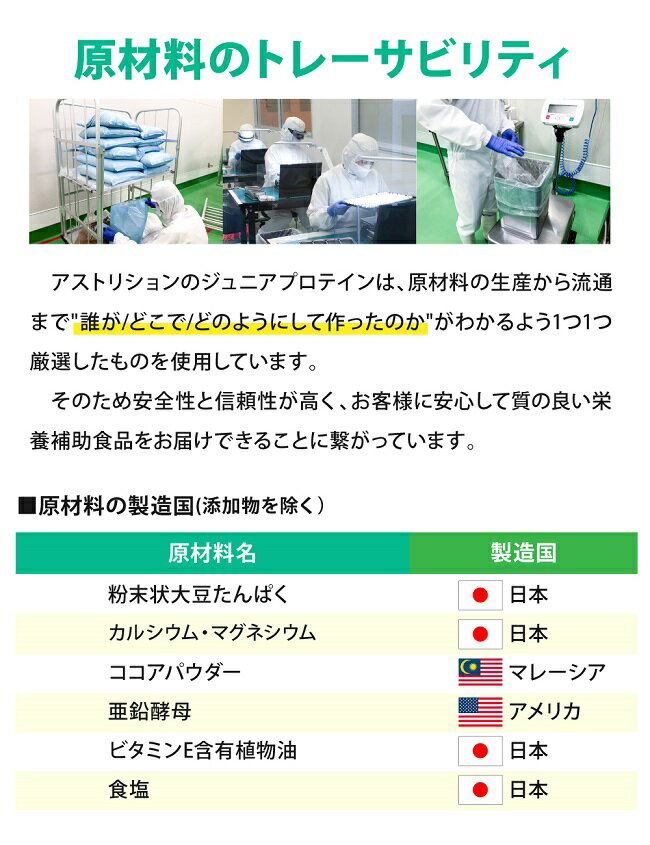 アストリション大豆ジュニアプロテインココア味【60食分】600g(ソイプロテイン子供用キッズ小学生中学生部活人工甘味料不使用身長サプリメントカルシウム亜鉛)