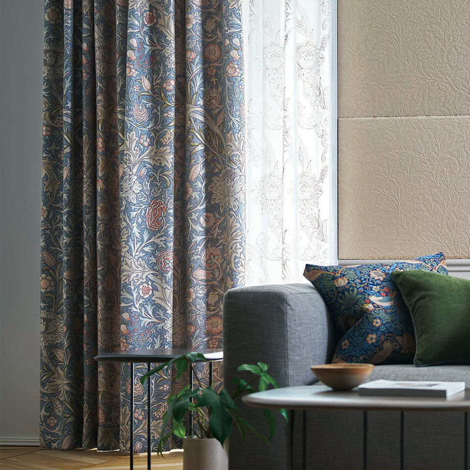 【楽天スーパーSALE 10％OFFクーポン】 【公式】 【受注生産品】 ドレープカーテン MORRIS （ ウィリアムモリス ) トレント 約2.3倍ヒダ filo縫製 巾43〜304cm×丈60〜260cm 川島織物セルコン 送料無料 MM3105