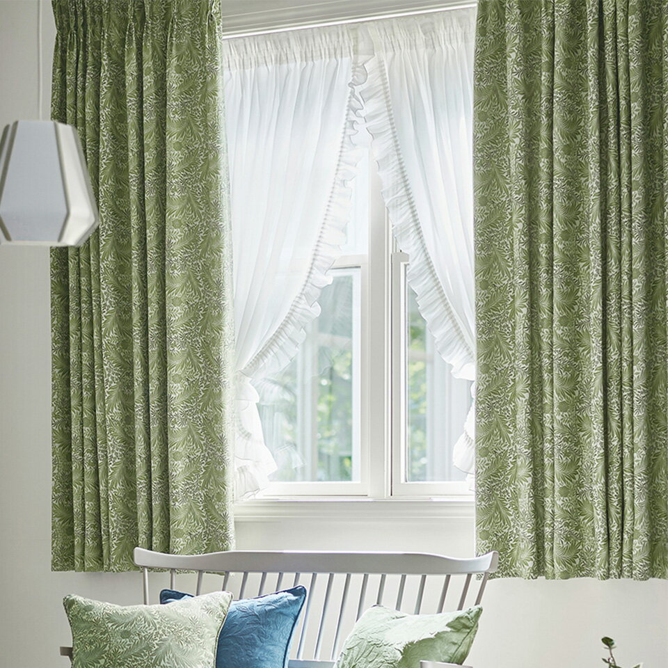 【楽天スーパーSALE 10％OFFクーポン】 【公式】 【受注生産品】 ドレープカーテン MORRIS （ ウィリアムモリス ) ラークスパア 約2.3倍ヒダ filo縫製 巾43〜318cm×丈101〜220cm 川島織物セルコン 送料無料 MM3120