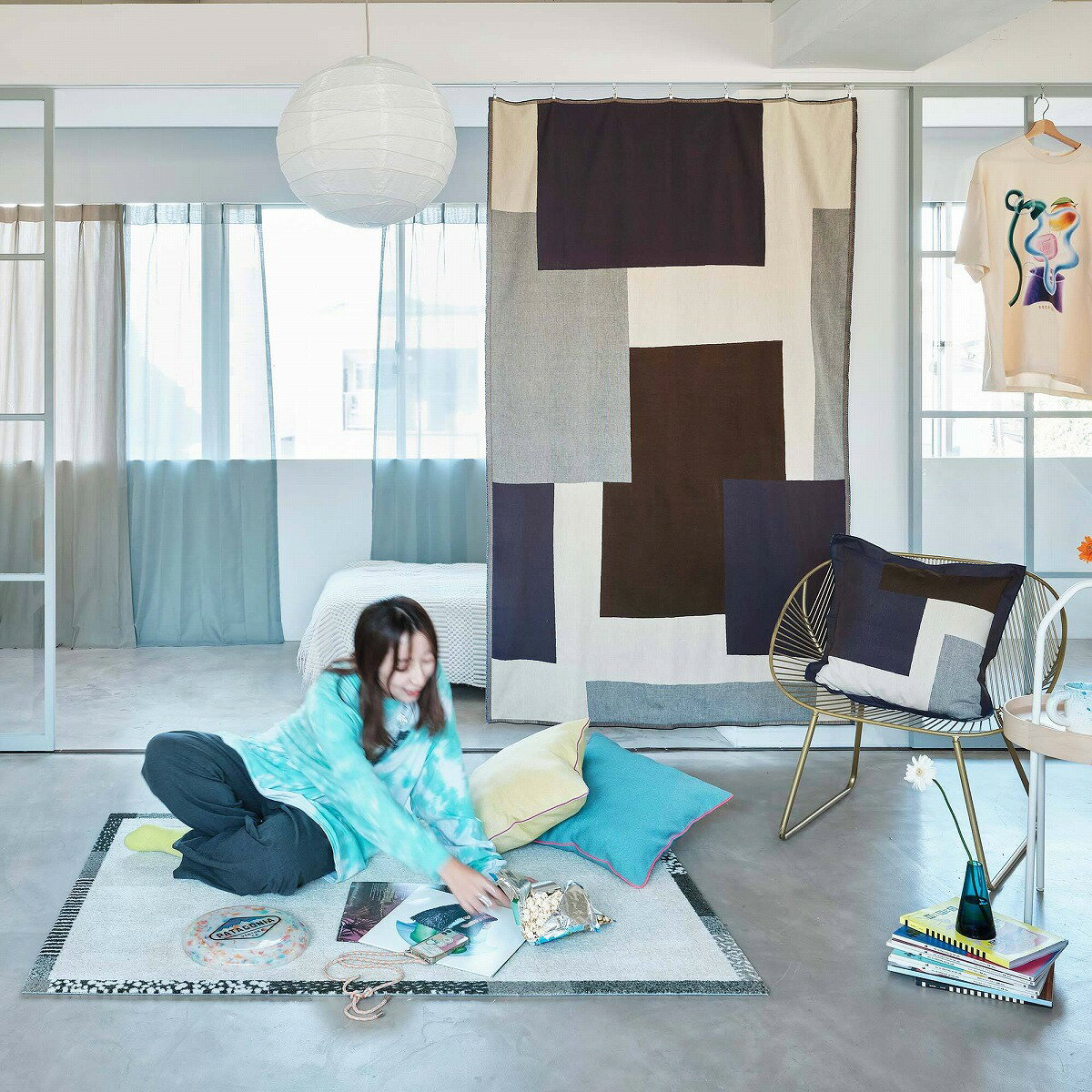 ブランケット ひざ掛け 120x200cm 日本製 オールシーズン コットン100% rough（ラフ） マルチカバー アイトシカク かわいい おしゃれ 大判 大きめ 夏 冬 オリジナル スローケット 川島織物セルコン GJ8120