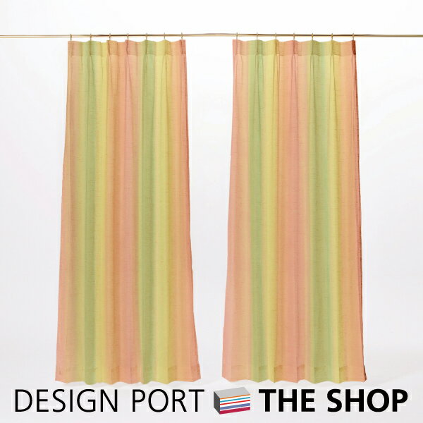 【受注生産品】 レースカーテン rough（ラフ） （ランクS） ダイスキスイカ （オレンジ） 約1.5倍ヒダ ..