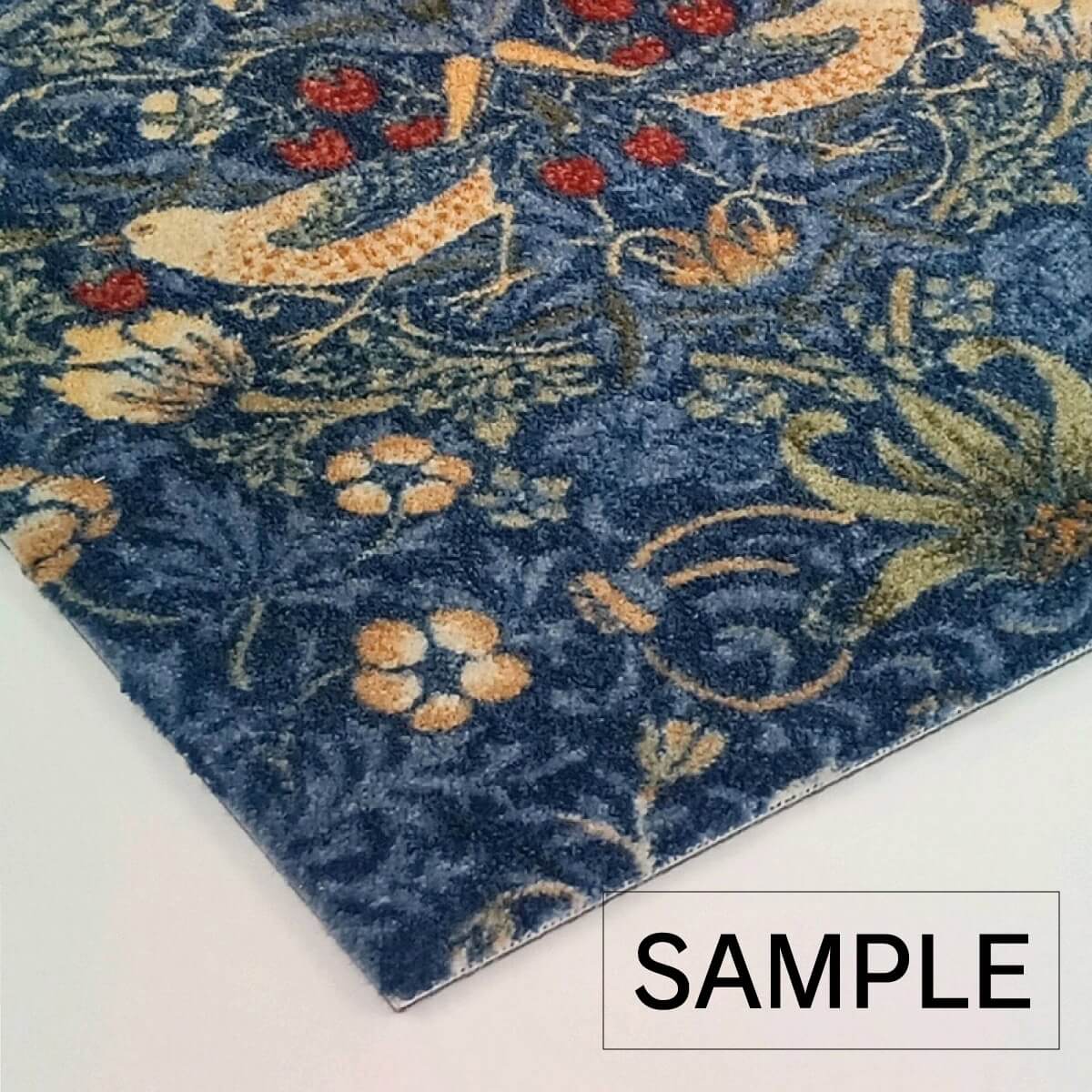 【サンプル】 【公式】 ユニットラグ タイルカーペット ウィリアム・モリス いちご泥棒 ブルー 青 グレー 川島織物セルコン 送料無料 UR2150 UR215...