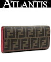 フェンディ 財布（レディース） フェンディ FENDI 三つ折り長財布 ズッカ ブラウン×ブラック PVC 【64224】