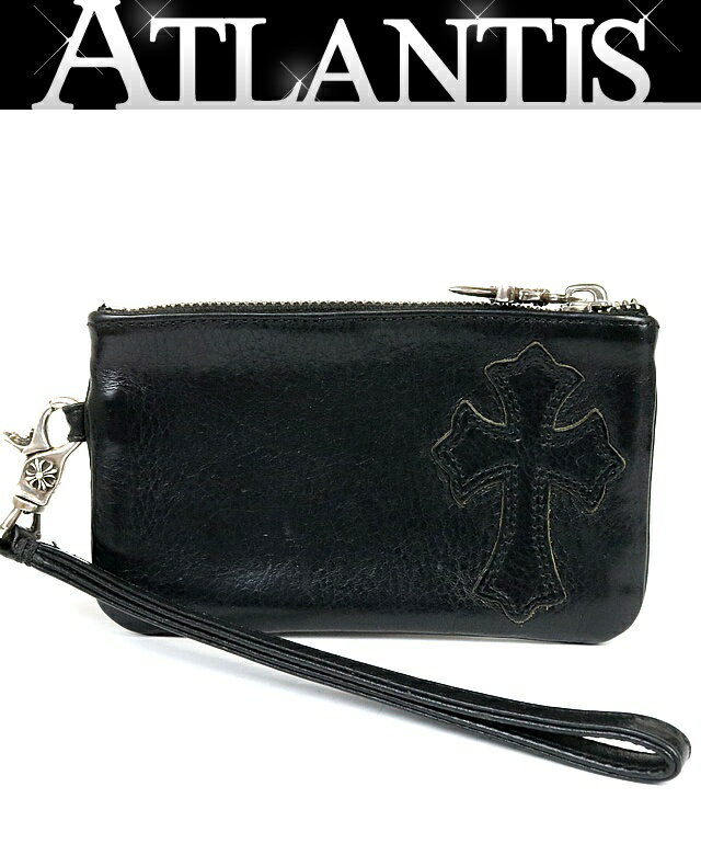 クロムハーツ CHROME HEARTS 銀座店 クロムハーツ WRISTLET SML ストラップ付き クロスパッチ コインケース SV925 黒 94194