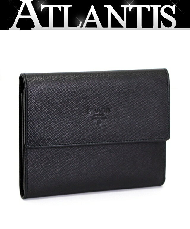 プラダ 財布（メンズ） プラダ PRADA カードケース 三つ折り 財布 ヴィンテージ サフィアーノ レザー 黒 【64624】