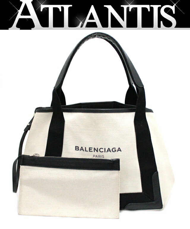 バレンシアガ トートバッグ（レディース） バレンシアガ BALENCIAGA ネイビーカバス トートバッグ キャンバス 黒 【64853】